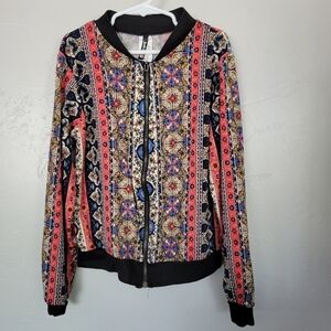 Insta Girl Medium 10/12 Lightweight Jacket Long Sleeve Full Zip Multicolor